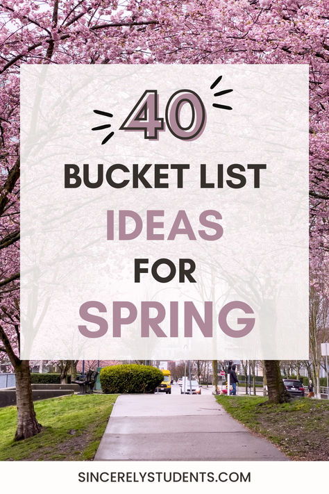 Are you looking for spring bucket list ideas? Here are the best things to do this spring to make memories and have fun experiences! Spring Bucket List For Couples, Things To Do During Spring Break, Spring Bucket List For Adults, Spring Bucket Lists, Bucket List For Adults, Fun Spring Activities, Spring Bucket List, Student Lifestyle, Fun Experiences