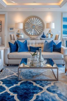 Teal Blue Living Room, Coastal Apartment Decor, Tacky Decor, Decoration Ideas Living Room, Coastal Apartment, Living Room Decoration Ideas, Apartment Decor Ideas, Room Decoration Ideas, Furniture Architecture