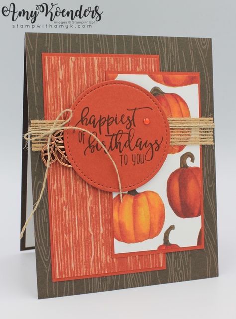 Stampin Up Picture Perfect, Fall Birthday Card, Fall Cards Handmade, Thanksgiving Cards Handmade, Fall Greeting Cards, Carte Halloween, Pumpkin Cards, Birthday Stamps, Hand Stamped Cards