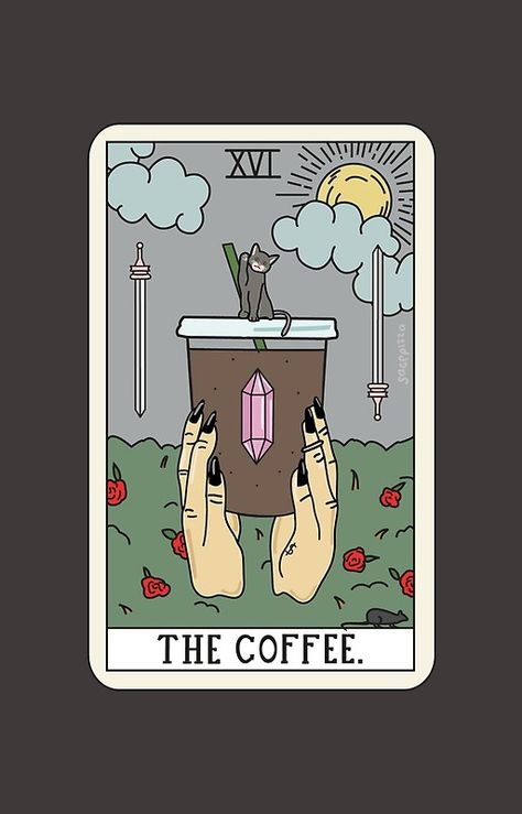 The Coffee Tarot Card, Coffee Tarot Card, Reading Coffee, Yellow Aesthetic Pastel, Coffee Reading, Tarot Cards Art, Black Iphone, Coffee Black, Tarot Art