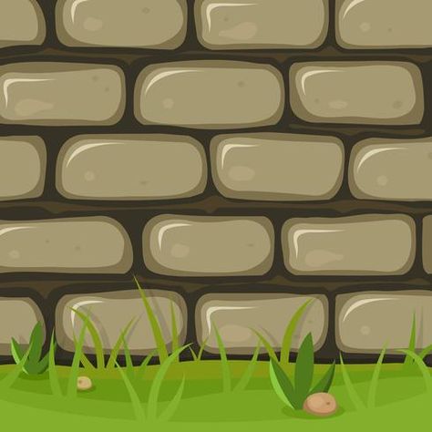 Cartoon Rural Stone Wall Stone Wall Background, Red Brick Wall, Brick Art, Stone Street, Rock Textures, Wall Drawing, Wall Background, Game Ui, Character Design References