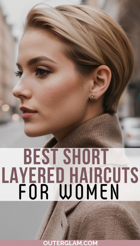 Explore a variety of chic and easy-to-maintain short layered haircuts perfect for women looking to add volume and style to their look. Shorts Haircuts For Women, Short Straight Hair Women, Short Haircuts For Women Pixie, Layered Haircuts For Women, Chic Short Hair, Short Hairstyles Fine, Quiff Hairstyles, Short Haircuts For Women, Short Layered