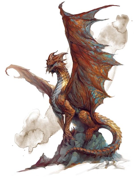 Creature Fantasy, Copper Dragon, Dnd Dragons, Cool Dragons, Dragon Pictures, Fantasy Monster, Dragon Artwork, Mythical Creatures Art, Dragon Drawing