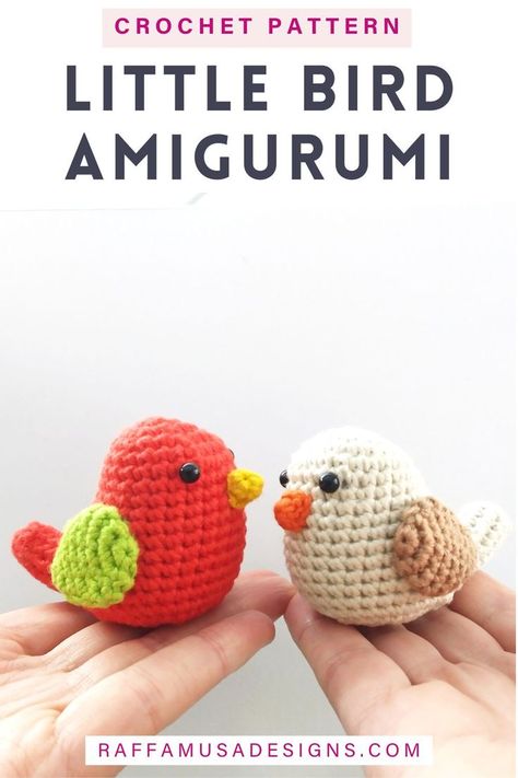 a picture showing two hands holding two crocheted little birds Amigurumi Crocheted Birds, Woodland Crochet, Bird Amigurumi, Animals Craft, Crochet Bird Patterns, Crocheted Toys, Crochet Animal Amigurumi, Knitted Items, Animal Crochet