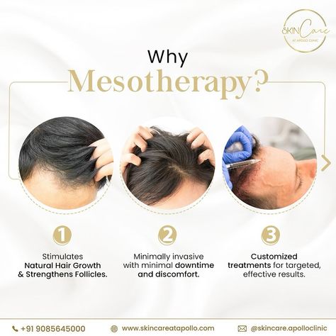 💁‍♀️Unlock the secret to lush locks with Mesotherapy at Apollo! We understand how your heart breaks each time you look at your falling hair 💔. And how it’s extremely frustrating to try every failed method with hope. However, try Mesotherapy once and feel the difference 😍. From stimulating hair growth to strengthening follicles, every session brings you closer to your dream mane 🙆 ✅. Book your Mesotherapy appointment now 📱 +91- 9085645000 #MesotherapyMiracle #HairRevival #ApolloSkincare... How To Book Appointments, Book Your Appointment Now, Mesotherapy Hair, Falling Hair, Stimulating Hair Growth, Prp Therapy, Hair Content, Clinic Interior, Heart Breaks