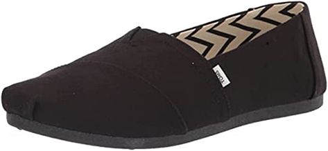 TOMS Women's, Alpargata Recycled Slip-On Shoes Without Socks, Canvas Loafers, Bio Oil, Recycled Canvas, Liner Socks, Recycled Rubber, Toms Shoes, Black Flats, Slip Ons