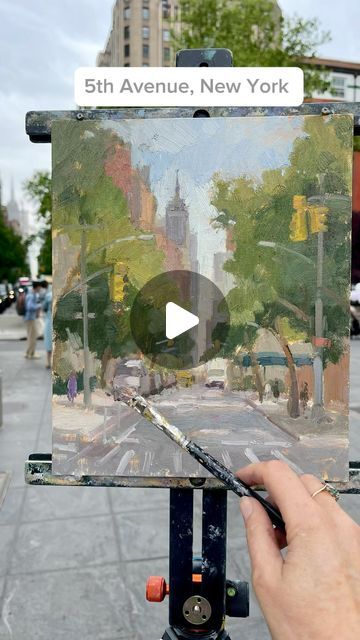 Clare Bowen Art - Plein Air on Instagram: "5th Avenue New York, step by step oil painting tutorial! Colour mixing & tips…A tree lined street & Empire State building, with the hustle & bustle of a vibrant city! 
Hope you enjoy the sunny weekend🌞
*
*
@rosemarybrushes #paintingvideo #arttutorial #newyorkcitypainting #newyorkpainting #empirestatebuilding #allaprima #impressionism #impressionistart #pleinairmag #empirestate #paintingoftheday #contemporaryart #oilsketch #pleinair #pleinairartist #pleinairpainter #newyorklife #5thavenue #oilpainting #americanimpressionism #plein_air_painting #pleinairpainting #clarebowenartistusa" Clare Bowen, Tree Lined Street, 5th Avenue New York, New York Painting, American Impressionism, Building Painting, Colour Mixing, Painting Pictures, Oil Painting Tutorial