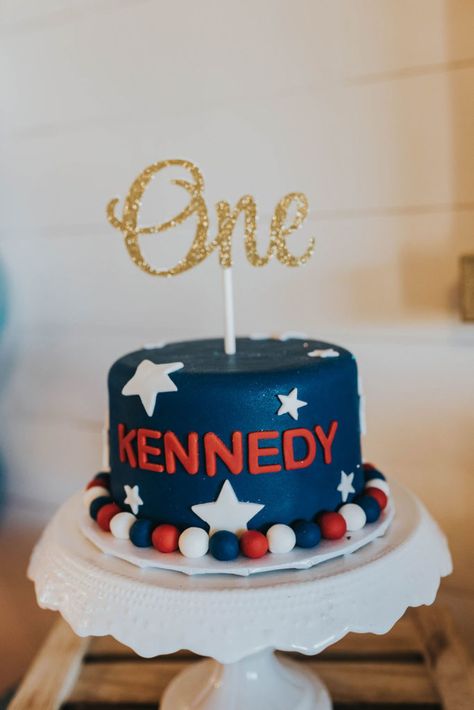 Labor Day First Birthday Party, Patriotic Smash Cake, Red White And Two Birthday Cake, Red White And Blue Birthday Party, Patriotic First Birthday, July Baby Birthday, Birthday Party One Year Old, Blue First Birthday Party, Joey Birthday