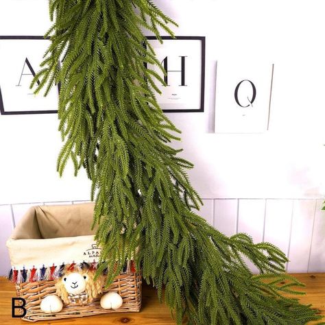 Artificial Norfolk Pine Garlands, Real Touch Winter Pine Garland, Green Artificial Greenery Garland for Table, Mantle, Wall, Indoor, Outdoor Christmas Decorations Garland For Table, Christmas Greenery Decor, Pine Garland Christmas, Garlands Christmas, Norfolk Pine, Christmas Wreaths & Garlands, Pine Garland, Artificial Garland, Traditional Christmas Decorations