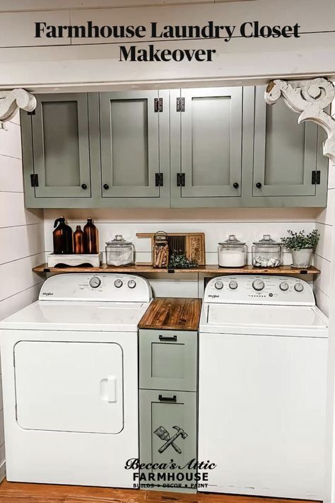 Farmhouse Laundry Closet, Laundry Closet Makeover, Laundy Room, Laundry Room Update, Small Laundry Room Makeover, Casa Retro, Rustic Laundry Rooms, Dream Laundry Room, Laundry Room Layouts