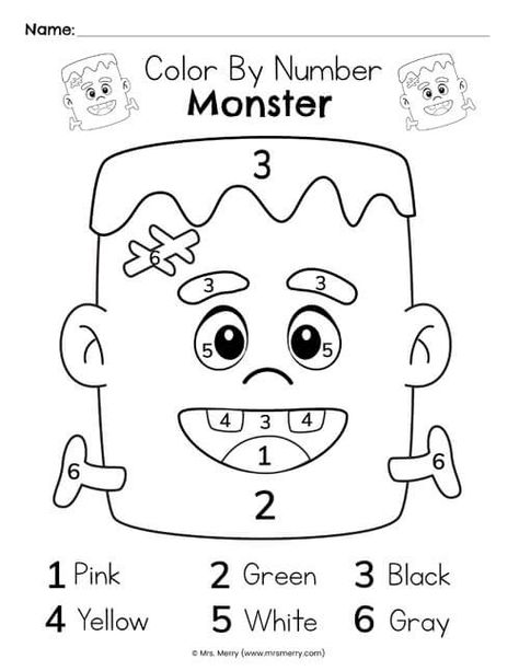 Halloween Homework Preschool, October Art For Kindergarten, Prek 3 Worksheets Free Printables, Pre K Worksheets Free Printables Halloween, Free Kindergarten Halloween Worksheets, Free Halloween Kindergarten Worksheets, Halloween Color By Number Preschool, Halloween Math Worksheets Kindergarten, Crankenstein Activities Kindergarten