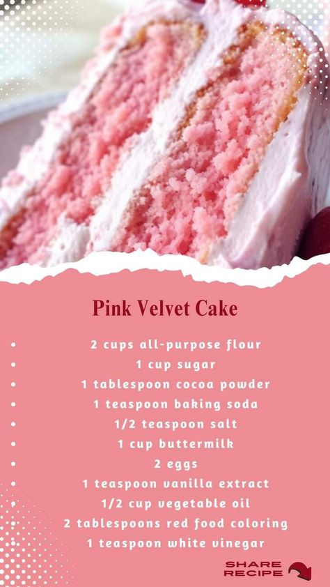 50s Desserts, Pink Velvet Cake, Wife Duties, Pink Velvet Cakes, Chinese Beef, Baking Techniques, Baking Conversions, Bolo Red Velvet, Simple Family Meals