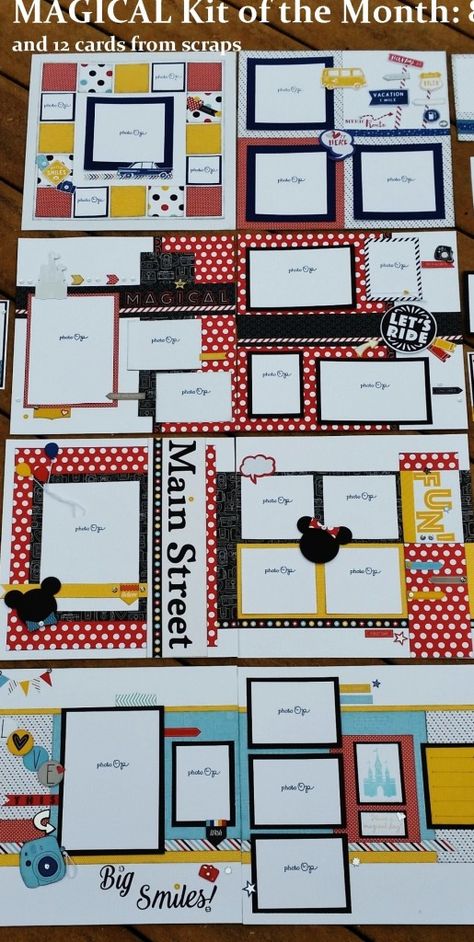 Disney Scrapbook Ideas Layout, Disney Cricut Scrapbook Ideas, Disney Scrapbooking Layouts Cricut, Disney Trip Scrapbook Ideas, Mickey Mouse Scrapbook Layouts, Disney Scrapbooking Ideas, Disney World Scrapbook Ideas, Disneyland Scrapbook Layouts, Disney Layouts Scrapbooking