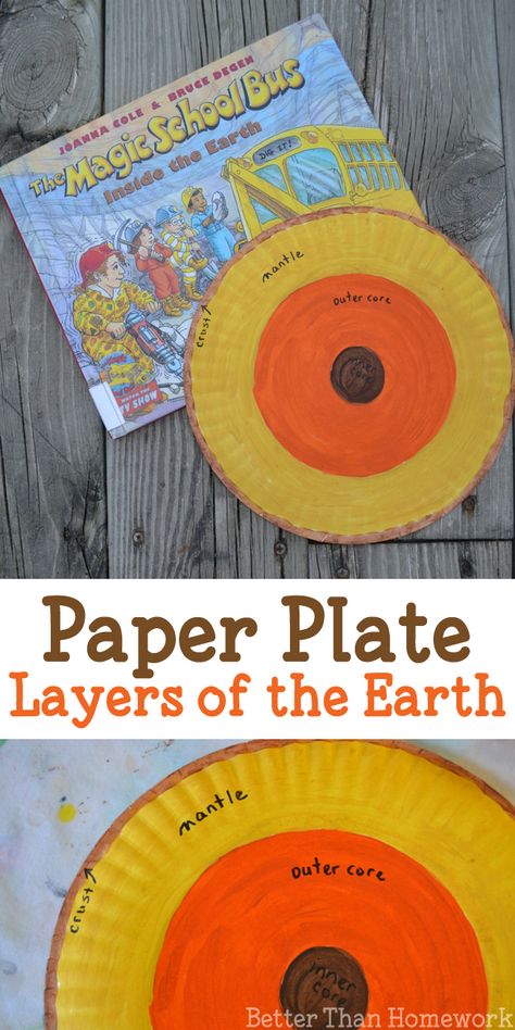 Use paper plates to make this simple earth science activity, a Layers of the Earth Project inspired by The Magic School Bus Inside the Earth. Layers Of The Earth Project, Earth Science Experiments, Elementary Earth Science, Earth Science Middle School, Earth Science Projects, Earth Activities, Earth Science Activities, Layers Of The Earth, Earth Science Lessons