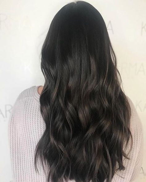 Ash Tone Hair, Espresso Hair, Soft Black Hair, Balayage Haircolor, Bombshell Hair, World Hair, Medium Hair Color, Black Hair Balayage, Dark Brunette Hair