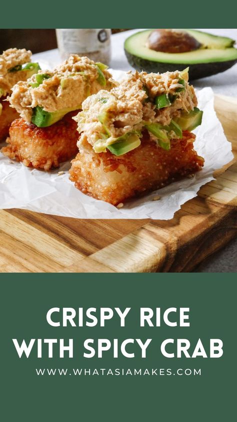 Spicy Crab Recipes, Crab And Avocado, Crab Recipe, Sushi Recipes Homemade, Spicy Crab, Crispy Rice, Spicy Tuna, Crab Recipes, Printable Recipe