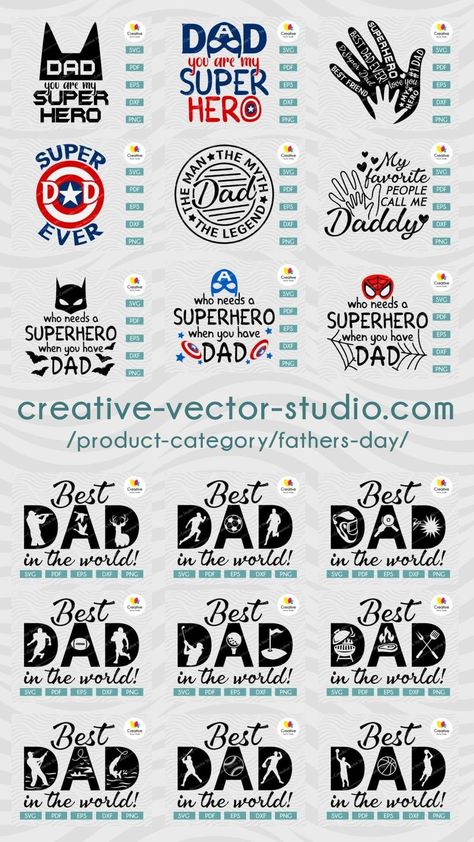 Happy Father’s Day Svg Free, Cricut Projects Fathers Day, Fathers Day Svg Files Free, Fathers Day Cricut Projects, Birthday Cards Printable, Printable Decorations, Svg Bundles, Fathers Day Svg, Birds Art