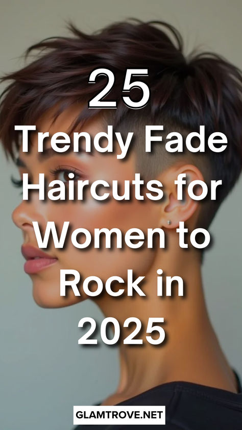 Close-up of a stylish fade haircut for women with short, textured hair, showcasing a modern and trendy look for 2025. Women’s Fade Haircut, Creative Haircuts For Women, Low Haircut For Ladies, Women Fade Haircut, Bold Undercut, Easy Office Hairstyles, 2025 Hairstyles, Low Haircuts, Light Auburn Hair Color