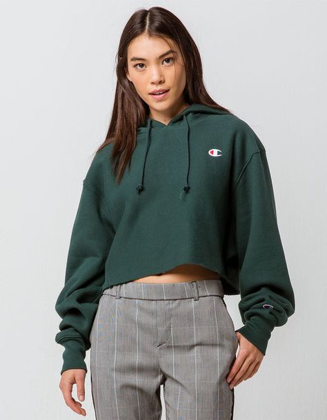 Cute Hoodie Outfit, Cropped Hoodie Outfit, Hoody Outfits, Champion Cropped Hoodie, Champion Clothing, Hoodie Images, Booties Outfit, Tumblr Outfits, Crop Hoodie