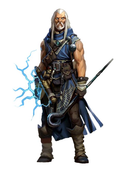 Male Human Muscle Wizard - Pathfinder PFRPG DND D&D 3.5 5E 5th ed d20 fantasy Cleric Staff, Lightning Wizard, Fantasy Wizard, Pathfinder Character, Pathfinder Rpg, Fantasy Magic, Human Male, Dungeons And Dragons Characters, Fantasy Warrior