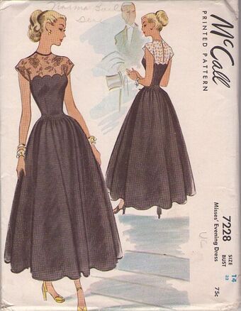 McCall 7228 | Vintage Sewing Patterns | Fandom 1940s Evening Dresses, Formal Dress Patterns, Retro Sewing Patterns, Formal Ball Gown, Gown Pattern, Couture Vintage, Dress Sewing Patterns, Vintage Sewing Patterns, Vintage Sewing