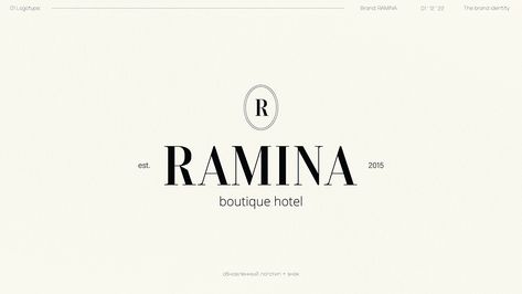 Ramina boutique hotel | Brand identity design on Behance Boutique Hotel Branding Identity, Hotel Branding, Boutique Logo, Brand Identity Design, Love Design, Identity Design, Visual Identity, Boutique Hotel, Brand Identity