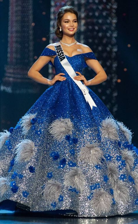 Miss Russia from Miss Universe 2018 Evening Gown Competition  Yulia Polyachikhina Yulia Polyachikhina, Miss Universe Gowns, Miss Russia, Miss Universe 2018, Pageant Girls, Pageant Gowns, Dress Aesthetic, Miss Universe, Pageant Dresses