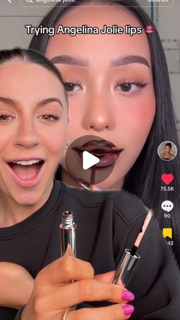 GILLIAN GRACE on Instagram: "ANGELINA JOLIE LIPS?! 🤩💖
ib @taontm 
@tartecosmetics @moon 
#makeup #angelinajolie #makeuphack" Angelina Jolie Lips Tutorial, Angelina Jolie Lip Filler, Angelina Jolie Makeup Tutorial, Angelina Jolie Lips, Moon Makeup, Angelina Jolie Makeup, Lip Tutorial, Makeup Transformation, Lip Fillers