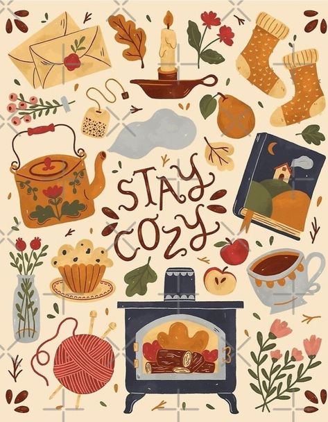 Autumn Phone Wallpaper, Thanksgiving Wallpaper, Winter Cottage, Cute Fall Wallpaper, Autumn Illustration, Stickers Kawaii, Arte Sketchbook, Cute Patterns Wallpaper, Autumn Cozy