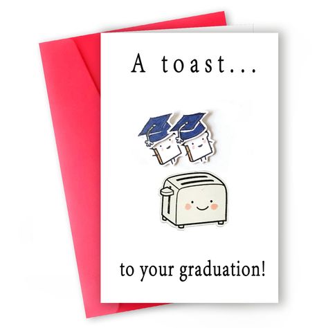 PRICES MAY VARY. Congratulations on graduation, new job, promotion, thank or just to let them know you are proud of them with this funny card. Funny graduation card suitable for anyone of any age and any occasion, for birthday or anniversary is a unique gift for someone. The inside of the card is blank, leaving enough space for your ideas, and comes with a high-end and beautiful envelope. Size is 8" x 5.3" inches. This size can be the perfect gift for your son, daughter, husband, wife, parents o Graduation Card Design, Happy Graduation Card, Funny Toasts, Cute Toast, Congratulation Card, Funny Graduation Cards, Card For Men, Graduation Greetings, Graduation Funny