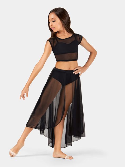 Lyrical Dance Costumes Solo, Long Mesh Skirt, Lyrical Costumes, All About Dance, Dance Costumes Lyrical, Dance Clothing, Panel Skirt, Solo Costume, Solo Performance