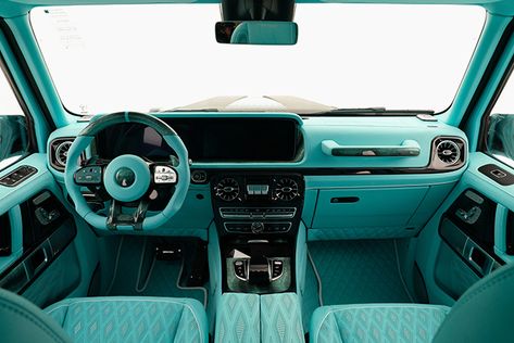 Masonry Algorithmic Fade Mercedes-AMG G-63 | HiConsumption Interior G Wagon, Amg G63, Mercedes G63, Mercedes G Wagon, G63 Amg, Fade Designs, Purple Interior, Car Sounds, Amg Petronas