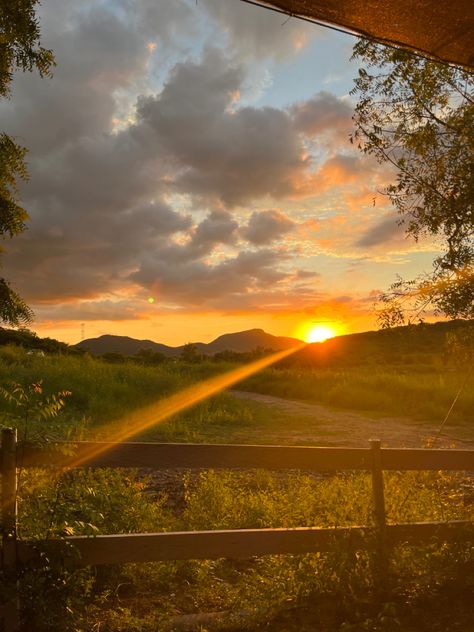 Un atardecer, muchas nubes en el  cielo y un rayo de sol apuntando a la cámara con una cerca blanca Pretty Life, Country Roads, Road, Collage, Iphone, Flowers, Pins, Quick Saves