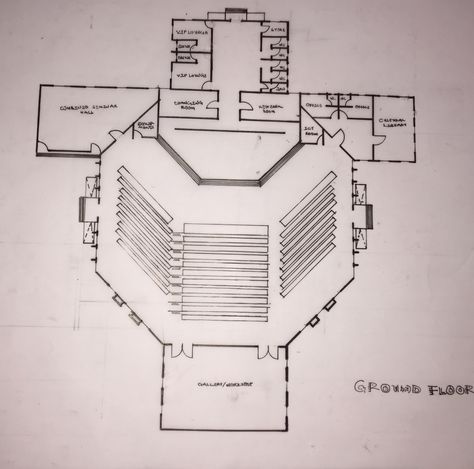 This was a 3rd year project to design an auditorium with seminar halls for my community in Abia state with a capacity of about 1000 seaters and the seats all raked. With ample considerations for the less privileged by creation of ramps too. Community Hall Design Plan, Auditorium Plan, First Floor Plan, Event Hall, Meditation Center, Architectural Floor Plans, Launch Pad, My Community, Salvation Army