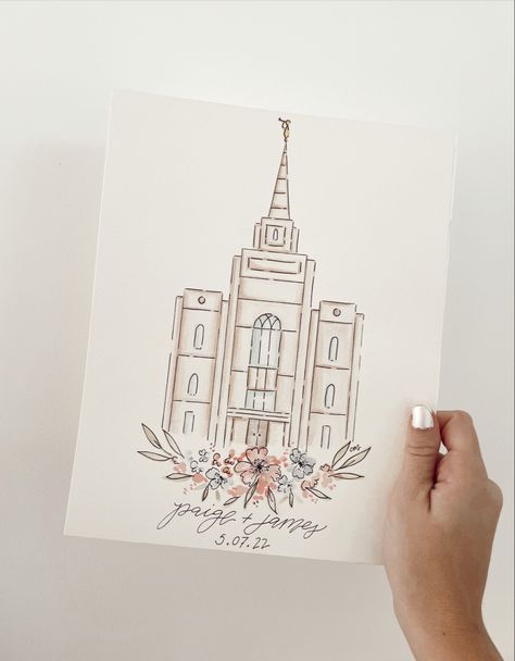 Lds Temple Painting, Temple Painting, Lds Temple Art, Painting Instagram, Temple Drawing, Temple Art, Lds Temple, Lds Temples, Book Of Mormon