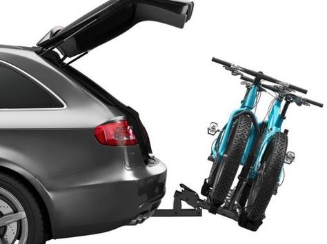 Hitch-mounted bike rack for your car or SUV so you can head to the trails or open road with your mountain bikes or road bikes for a little mountain biking or road cycling fun! This is a Thule T2 Classic 9044 bike rack. Suv Bike Rack, Bike Hitch, Hitch Bike Rack, Hitch Rack, Family Bike, Support Velo, Bike Mount, Mountain Bike Shoes, Bicycle Maintenance