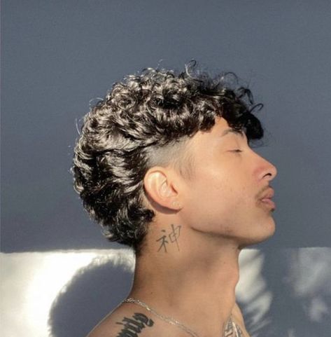 Men’s Curly Hairstyles Mullet, Mullet Taper Curly, Burst Fade Mullet Perm, Curly Hair Men Fade Haircut Styles, Long Curly Hair Fades For Men, Faded Mullet Haircut For Men, Curly Hair Men 2023, Guy Hair Cuts Short, Best Curly Haircuts For Men