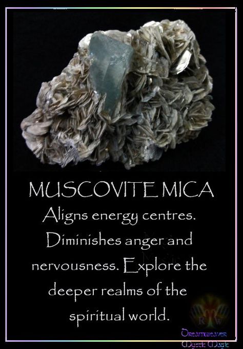 MUSCOVITE/MICA Aligns energy centres. Diminishes anger and nervousness. Explore the deeper realms of the spiritual world or even get rid of physical problems. Mica Crystal, Spiritual World, Pagan Witch, Spiritual Crystals, Crystal Therapy, Witchy Stuff, Crystal Healing Stones, Crystal Magic, Mineral Stone