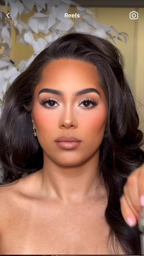 Brown Makeup Glam, Brown Bride Makeup, Soft Glam Bridal Makeup Black Women, Bridesmaid Hair And Makeup Ideas, Full Glam Bridal Makeup, Maternity Makeup, Makeup Brown Skin, Glam Bride Makeup, Glam Wedding Makeup