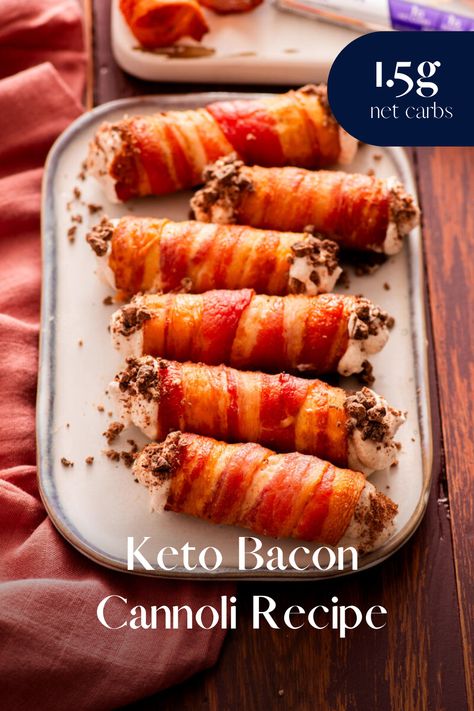 Cannoli Recipe, Keto Bacon, Low Carb Lifestyle, Energy Snacks, Atkins Diet, Baked Chips, Breakfast Snacks, Net Carbs, Cannoli