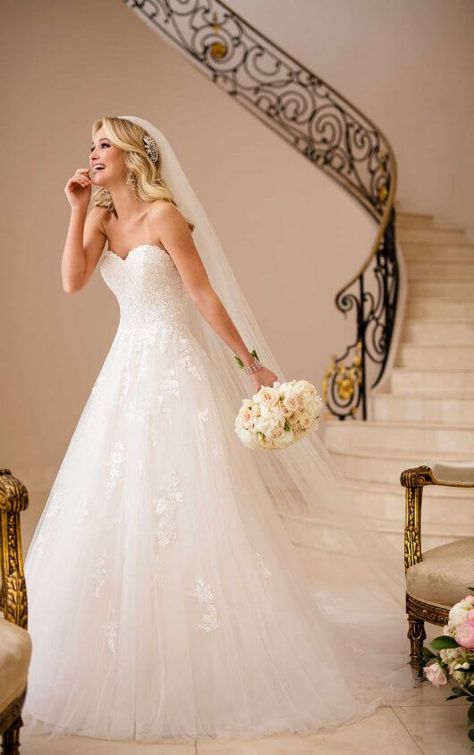 Lace, Tulle, Organza Wedding Dresses | Stella York Court Train Wedding Dress, Stella York Wedding Dress, Princess Bridal Gown, Bridal Dresses Lace, Stella York, Wedding Dress Train, Princess Ball Gowns, Classic Wedding Dress, A Wedding Dress