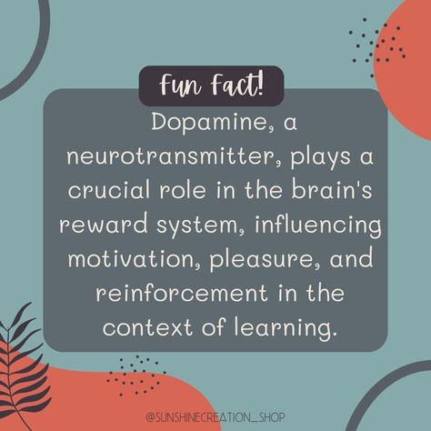 🧠 Fun Fact Friday! 🧠 Did you know that dopamine, a neurotransmitter in our brain, holds the key to our motivation, pleasure, and learning? 🌟 When we experience something rewarding or enjoyable, our brain releases dopamine, giving us that feel-good sensation. 🎉 It's like a little internal high-five! 🤝✨ Here's how it works: When we anticipate a reward or engage in activities that bring us pleasure, our brain's reward system kicks into gear. Dopamine neurons fire up, releasing dopamine into a... Fun Fact Friday, Reward System, High Five, Fun Fact, Knowing You, Feel Good, Did You Know, Fun Facts, Brain