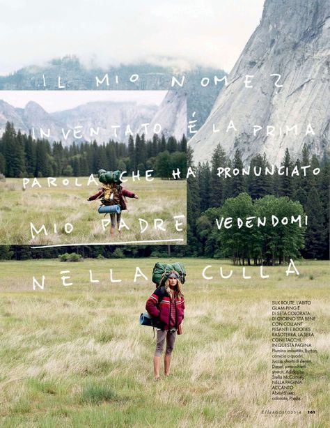 yosemite camp: dree hemingway by matt jones for elle italia august 2014 Hiking Campaign, Fashion Campaign Editorial, Camping Magazine, Outdoor Adventure Photography, Camping In England, Outdoor Magazine, Dree Hemingway, Yosemite Camping, Photography And Illustration