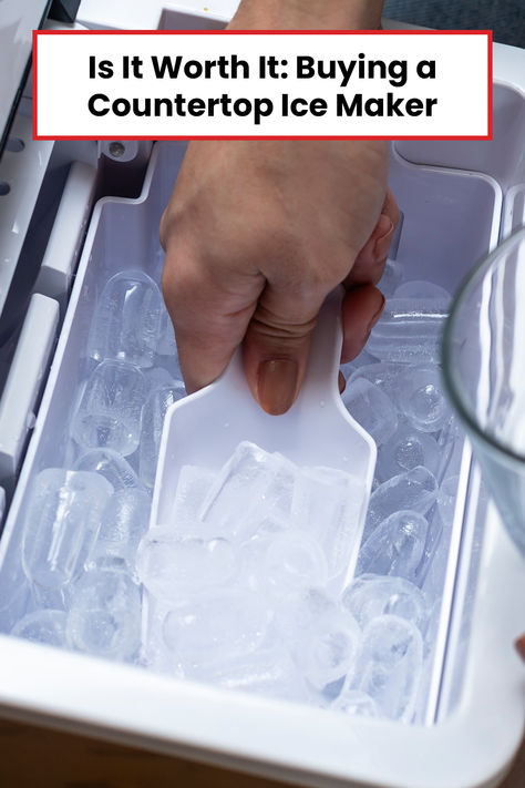 If you’re someone who finds yourself hitting up the drive-thru for a crispy fountain cola or brewing your espresso over a cup brimming with cubes, having easy access to ice cubes, pebble ice, and more is a need in your kitchen. You could buy bags of ice, use molds to make your own, or even invest in a refrigerator with a built-in ice maker—but there’s a much simpler solution. Buy a countertop ice maker. Read on to find out what to know about this small kitchen appliance. Ice Machine In Kitchen, Pebble Ice, Countertop Ice Maker, Is It Worth It, Ice Bag, Ice Machine, Buy Bags, Drive Thru, Kitchen Appliance