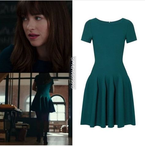 Alaia Dress Anastasia Steele Style, Anastasia Steele Outfits, Dakota Johnson Jamie Dornan, Fifties Dress, Alaia Dress, Amelia Warner, Dakota Johnson Style, Modern Costumes, Anastasia Steele