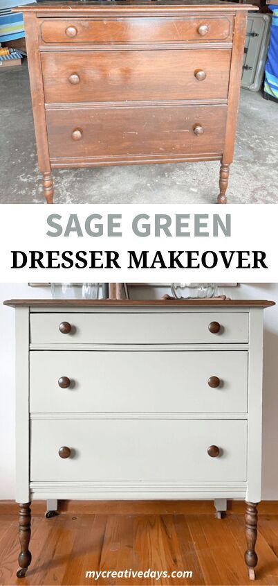 Sage Green Dressers, Sage Green Dresser, Green Dresser Makeover, Wood Dressers Makeover, Dressers Painted, Sage Paint Color, Eastlake Dresser, Buffet Makeover, Black Buffet