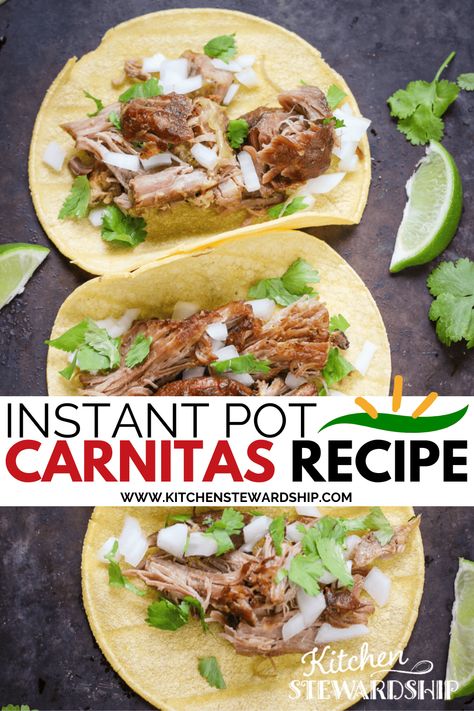 Instant Pot Carnitas is a mouthwatering Mexican dish. It is easy to make, inexpensive and flavorful! Pork Tenderloin Carnitas, Frozen Pork Tenderloin, Pressure Cooker Carnitas, Instant Pot Carnitas Recipe, Tacos Instant Pot, Instant Pot Pork Carnitas, Instant Pot Carnitas, Real Food Dinner, Carnitas Tacos