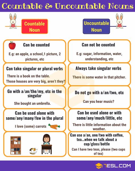 Countable and Uncountable Nouns Countable And Uncountable Nouns, Nouns Grammar, Concrete Nouns, Commonly Confused Words, Abstract Nouns, Uncountable Nouns, Possessive Nouns, Nouns Worksheet, Collective Nouns