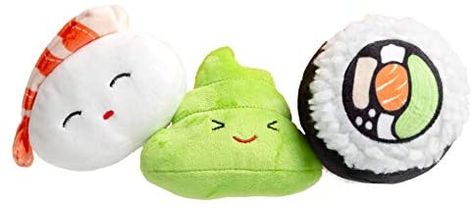 Pearhead Pet Plush Sushi Bento Dog Toys, Set of 3, Pet Toys, Pet Gifts : Amazon.ca: Pet Supplies Sushi Dog, Sushi Plush, Dog Squeaky Toys, Pet Stockings, Best Dog Toys, Durable Dog Toys, Sushi Roll, Interactive Dog Toys, Plush Dog Toys