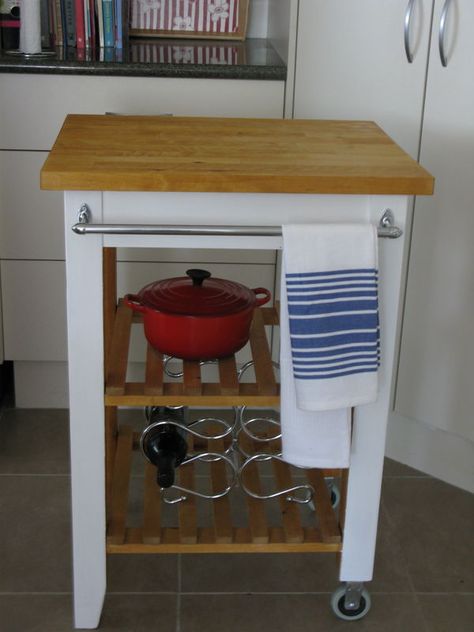 Ikea Butchers Trolley Makeover - I bought this butchers trolley second hand and decided it needed a makeover. The whole thing was orange pine all over. I set to… Ikea Island Hack, Ikea Kitchen Trolley, Ikea Trolley, Ikea Kitchen Cart, Butcher Block Ideas, Ikea Butcher Block, Island Makeover, Ikea Island, Ikea Bekvam